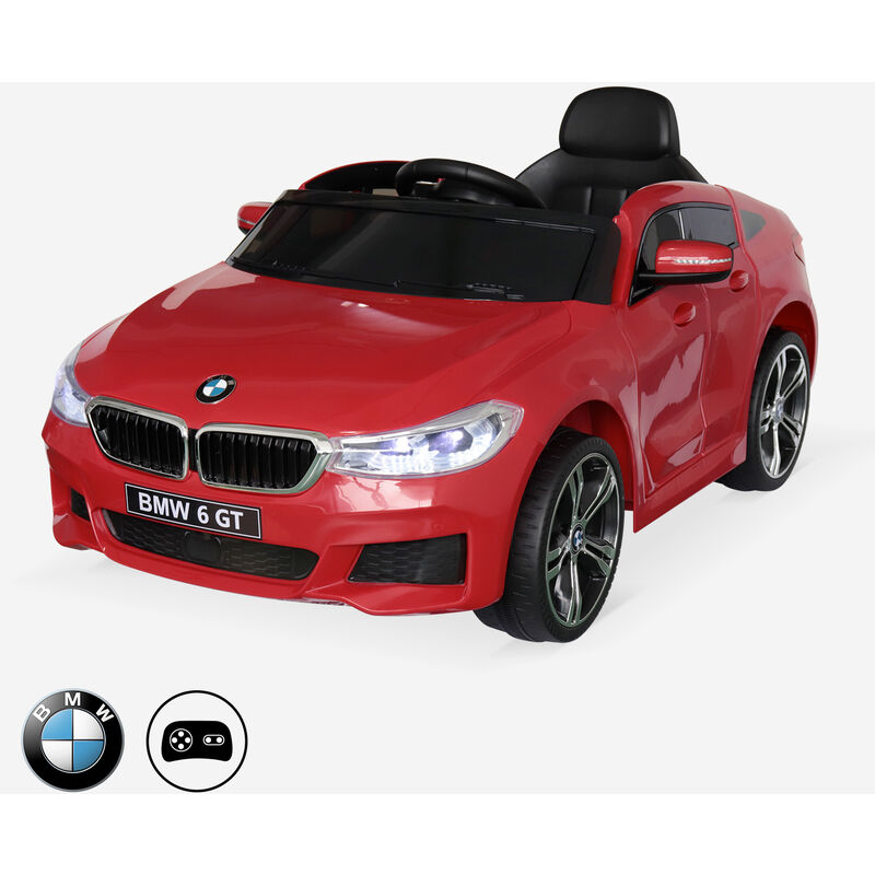 

BMW GT6 Gran Turismo rojo, coche eléctrico 12V, 1 plaza, descapotable para niños con autorradio y mando a distancia - Rojo