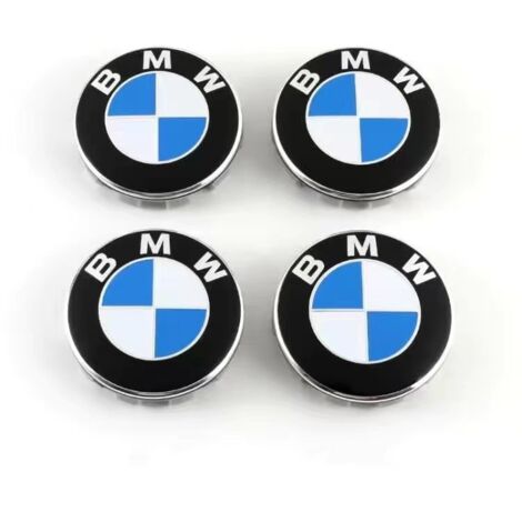 BMW Jantes Emblem-Auto 68 mm - Lot de 4 pièces, pour voiture, noir, blanc, bleu, argent