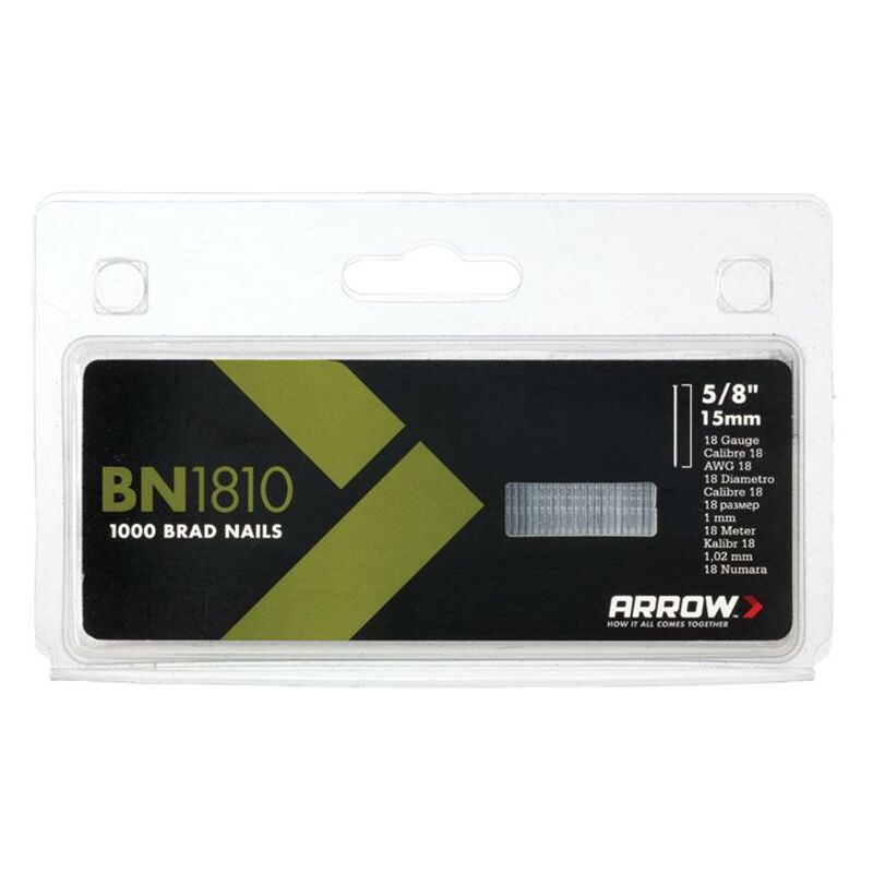 Arrow - ABN1810 BN1810 Brad Nails 15mm (Pack 1000) ARRBN1810