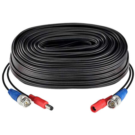 BNC Cable Video Power Cable for Security Surveillance DVR Camera 18.3m / 60ft, Black 1 Roll Y0ECHFYB