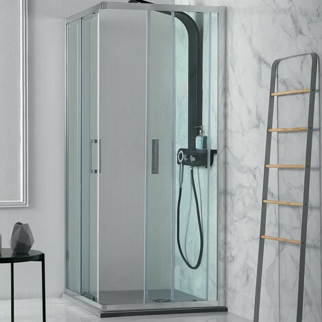 Bo x Doccia ad Angolo 100 x 100 cm - Altezza 200 cm - Anta Scorrevole - Reversibile