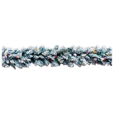 Boa navideña con decoración de piña, bolitas rojas y nieve 30leds 180cm