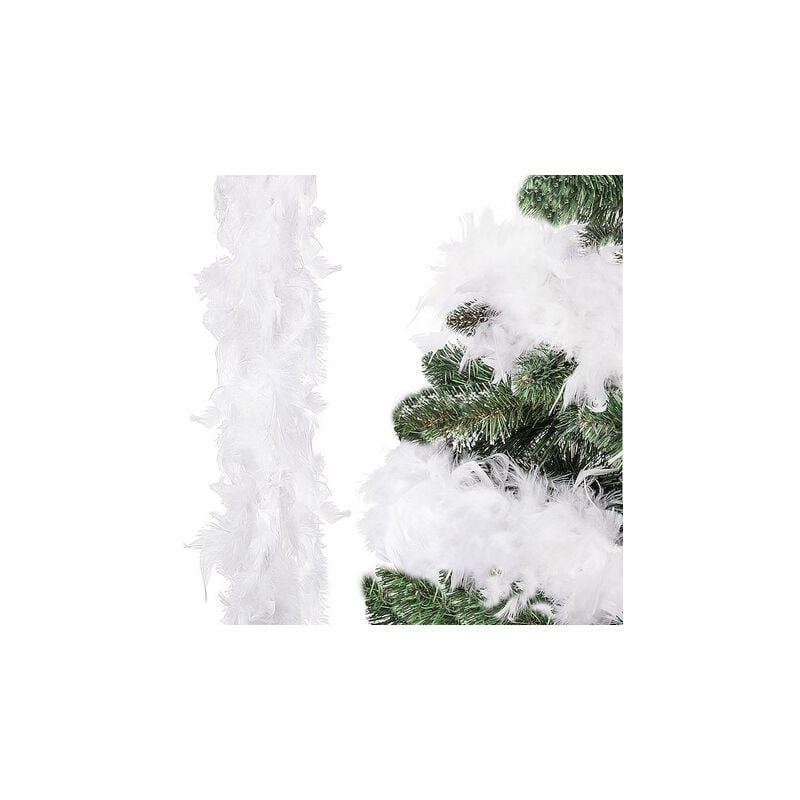 Springos - Boa z piór naturalnych 600 cm - łańcuch na choinkę, ozdoba świąteczna biały Traduction en français : Guirlande de plumes naturelles de 600
