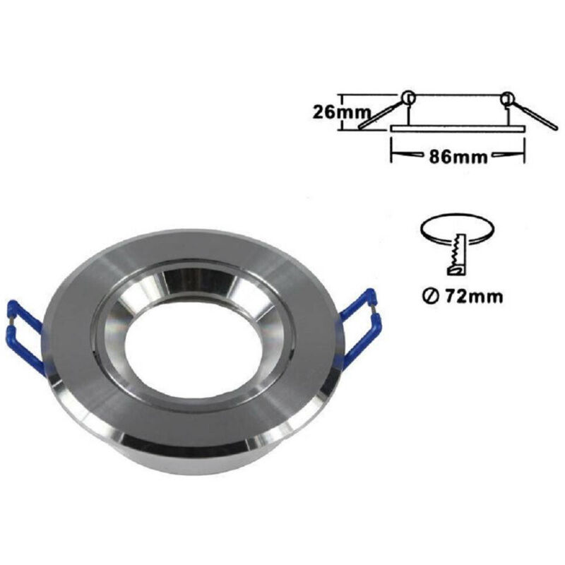 Porte-spot Projecteur Encastrable Gu10 Douille En Acier Rond Orientable P1 Argent