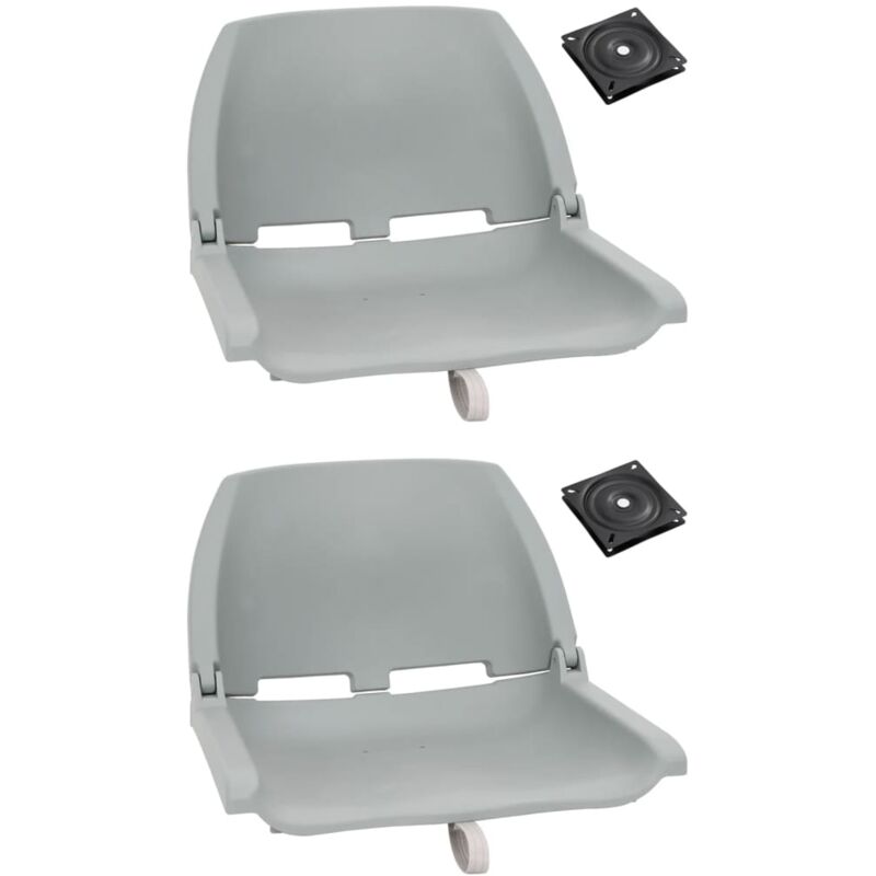 4 Piece Foldable Boat Seat Set Grey Vidaxl