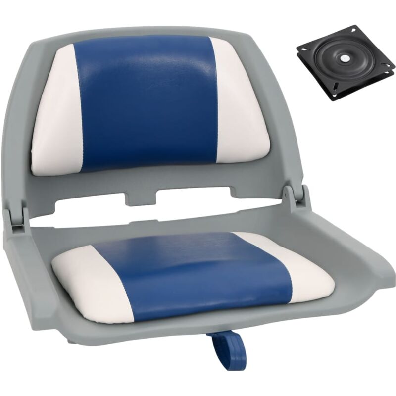 2 Piece Foldable Boat Seat Set With Blue-white Pillow Vidaxl