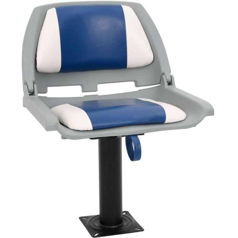 2 Piece Foldable Boat Seat Set Blue And White 48x51x41 Cm Vidaxl