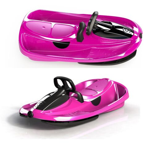 Bob Doppio Stratos Rosa Volante Freno a Molla 2 Posti Slittino Neve Max 120kg