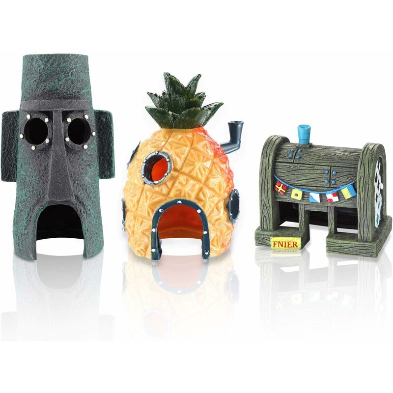 Bob l'éponge décoration d'aquarium Betta petit ornement de réservoir de poissons, lot de 3