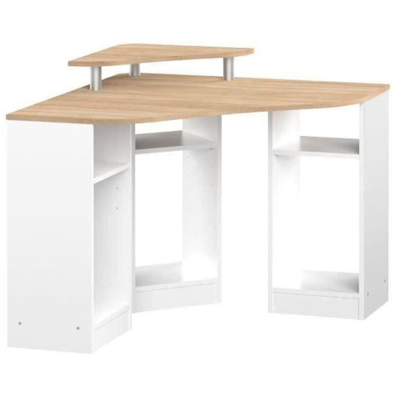 Temahome - Bureau d'angle 94x94x82 cm blanc et chêne - loca Temahome - Bureau d'angle 94x94x82 cm blanc et chêne - loca
