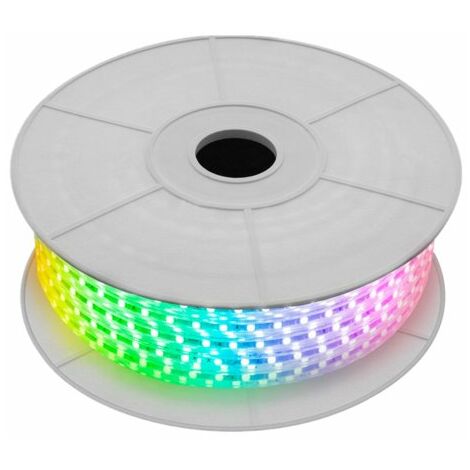 Bobina 100M Striscia Led 220V RGB IP65 Passo 12mm 12W/M Tagliabile 100cm Doppia Fila 120 smd 5050/m