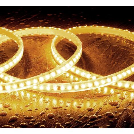 Bobina 50m Striscia LED Regolabile 220V SMD Autorettificata 120 LED/m 10W/m 1000lm/m Larga 12mm IP65 Taglio 10cm 2700K Bianco Caldo