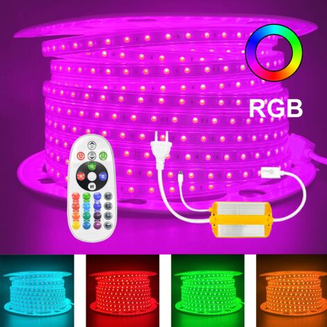 BOBINA 50M STRISCIA LED RGB 220V 8W/M 60LED/M TELECOMANDO ORIGINALE INCLUSO