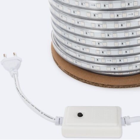 Bobina 50m Striscia LED RGB 220V SMD 60 LED/m 15W/m SILICONE FLEX Larga 12mm IP67 Taglio 100cm Senza Telecomando