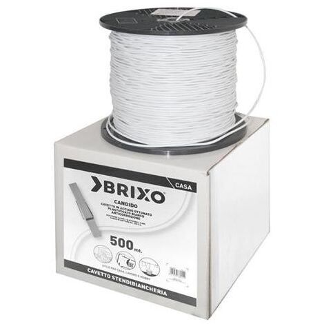Bobina Cavetto Stendibiancheria in Acciaio Plastificato Bianco - Ø4,5 mm x Lunghezza 500 metri