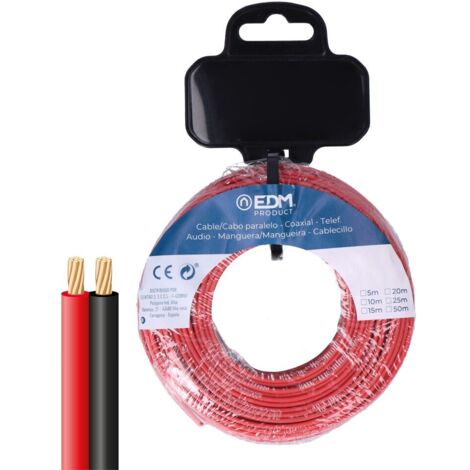 Bobina cavo parallelo colori rosso e nero 2x1mm² 5m (Audio e video) EDM