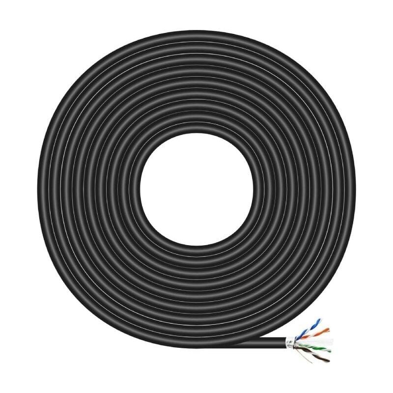 Aisens - Cable de Outdoor Waterproof Network RJ45 Cat.6 ftp Rigid AWG24, Black, 100M
