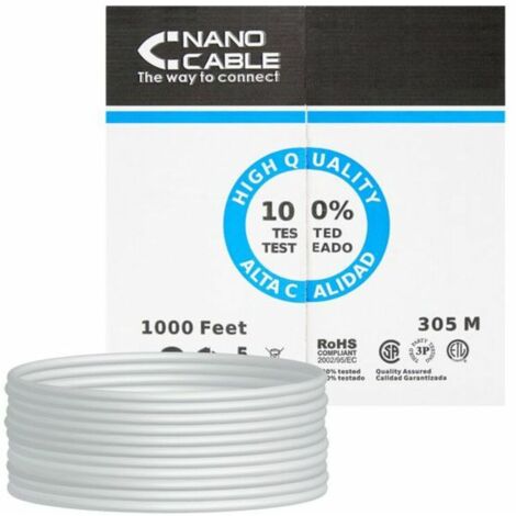 Bobina de Cable RJ45 UTP Nanocable 10.20.0304-FLEX Cat.5e/ 305m/ Gris