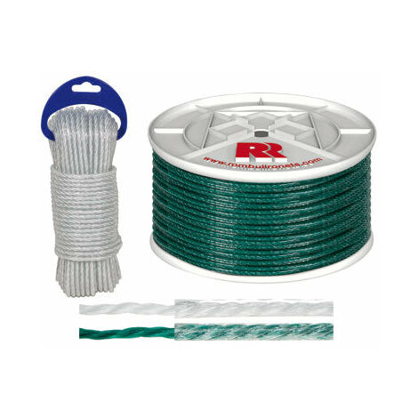 Cuerda de tendedero de PVC con núcleo de alambre 30 m x 3 mm verde -  Cablematic