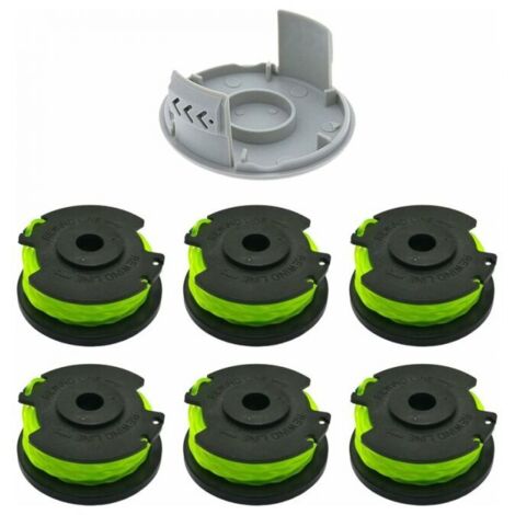 Bobina de repuesto de 6 piezas para desbrozadoras Ryobi. Bobina de repuesto para desbrozadoras inalámbricas RLT36B33 y RY36LT33A-0 (6 bobinas + 1 tapa).