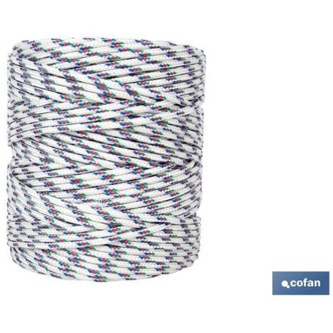 Bobina di cordone intrecciato in poliestere 5 mm 200 m tricolore