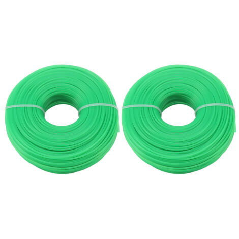 Bobina di filo di nylon per tagliabordi, 2 pezzi, per tagliabordi elettrico, 100 metri, 1,6 mm, verde