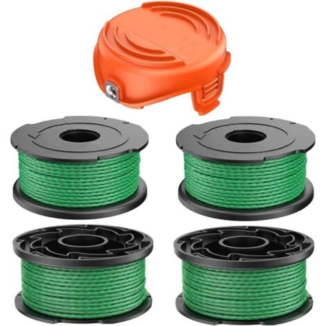 Bobina di filo KZQ per decespugliatore a batteria Black & Decker GL7033, GL8033, GL9035, A6486, 2,0 mm, 6,1 m. Bobina di filo di ricambio per Black & Decker A6486 (confezione da 4+1).