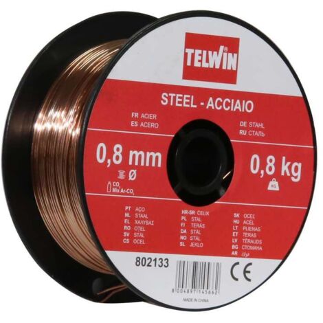 BOBINA  FILO ACCIAIO  DA  0,8 mm  DA  0,8 KG    TELWIN 802133