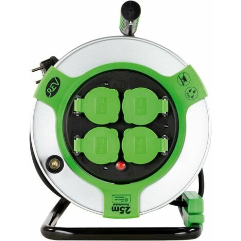 Bobina per cavi 25m acciaio IP44 4 uscita ST-GN H05RR-F 3G1,5
