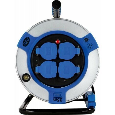 Bobina per cavi 25m IP44 Acciaio Acciaio 4 Strongs Acciaio inossidabile H05VV-F 3G1.5