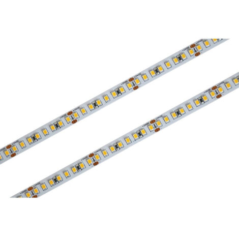 Bobina Striscia LED 24V da 10 Metri, 12W/M, Dimmerabile PWM, Tagliabile ogni 5cm, IP20, Efficienza 160lm/W, CRI80, CE, Larghezza 8mm, 3000K Bianco Caldo MS12463