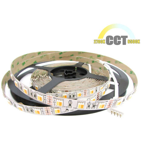 Bobina Striscia Striscia Strip Led CCT 300 SMD 5050 WWR 12V Bianco Caldo Neutro Freddo Tutto In Uno Da 2700K A 10000K 5 Metri IP20
