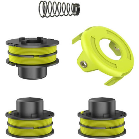 Bobinas de hilo, compatibles con RLT3025F/S, RLT3525S, intercambiables, originales 5132002591 RAC119. (3 bobinas de hilo de repuesto + 1 resorte + 1 cubierta para desbrozadora)