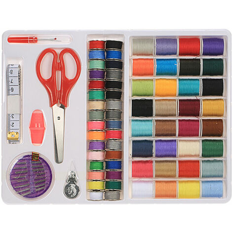 Bobinas para máquinas de coser, carretes de hilo de bobina, carrete de poliéster de 32 piezas con estuche (el color de las tijeras se envía al azar)