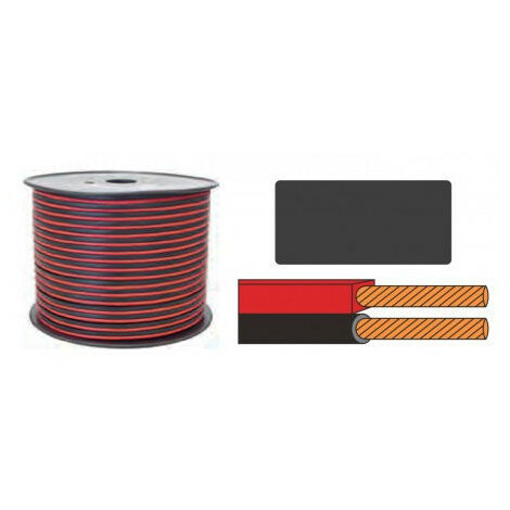 Bobine de 100m de câble haut parleur rouge et noir 2X1.5mm2 éco