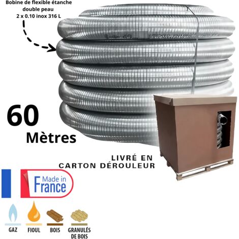 Bobine 60 mètres de flexible double peau inox diamètre 100 Edilinox