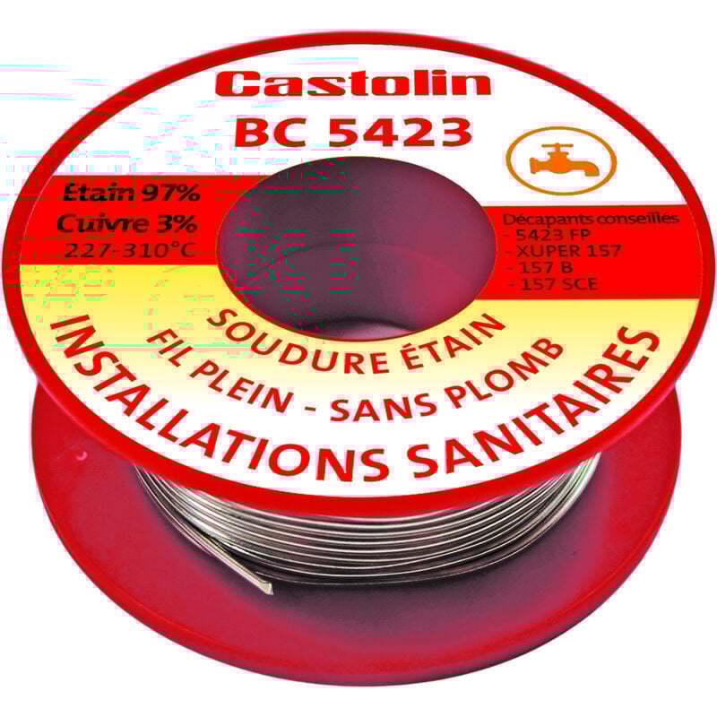 Castolin - Bobine BC5423 - brasage tendre sans plomb alliage étain/cuivre 3% Ø2 - 500g