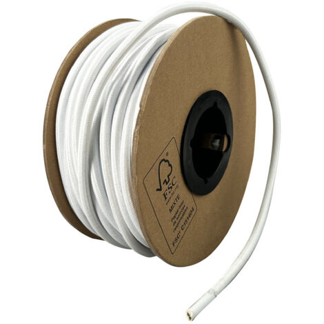 Bobine câble électrique tissu blanc, longueur 25m, diamètre 6.2mm, câble 3X0.75MM2  - Tibelec