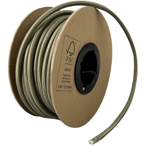 Bobine câble électrique tissu kaki, longueur 25m, diamètre 6.2mm, câble 2X0.75MM2  - Tibelec