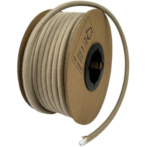 Bobine câble électrique tissu lin, longueur 25m, diamètre 6.2mm, câble 2X0.75MM2  - Tibelec