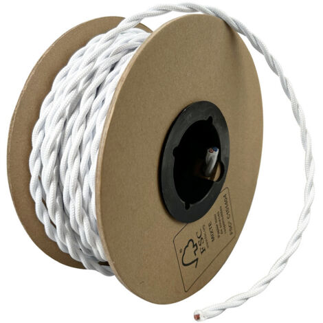 Bobine câble électrique torsadé  blanc, long. 25m, diam.  6.2mm  - Tibelec