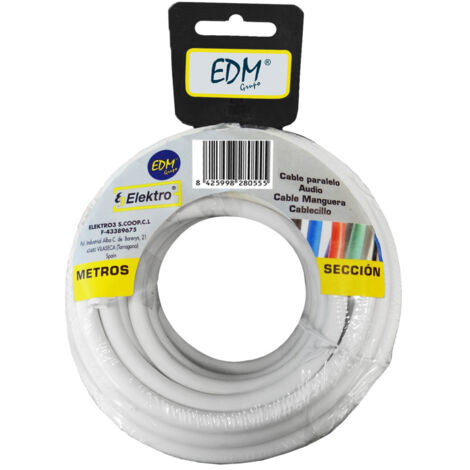 Bobine Câble Tubulaire 2x1mm Blanc 25m