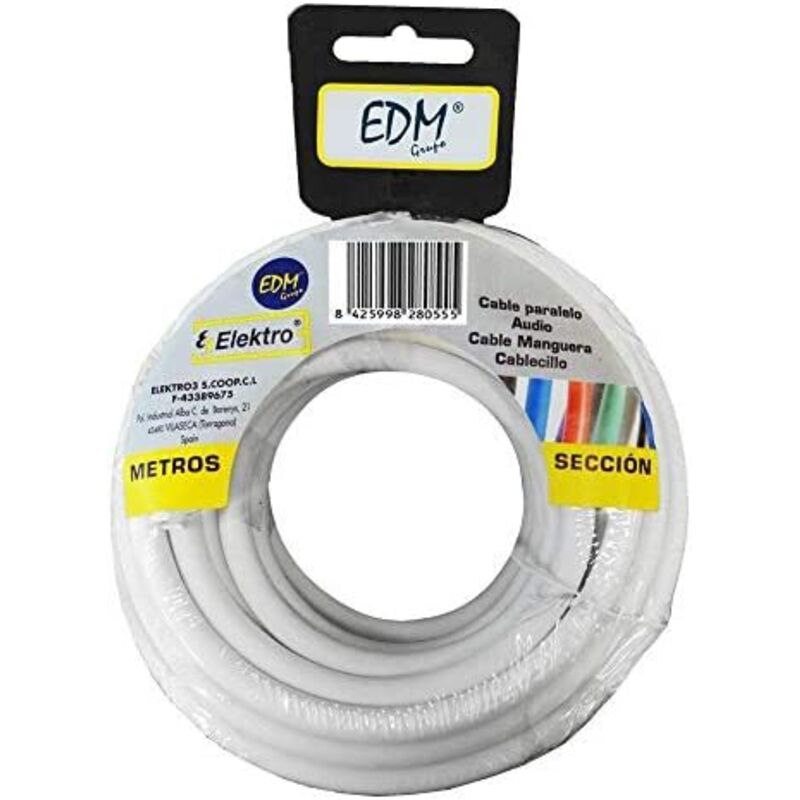 EDM - Bobine câble tubulaire 3x2,5mm blanc 20mts