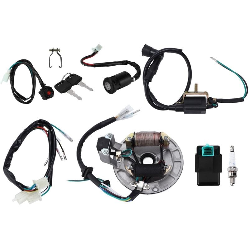 Sjlerst - Bobine d'allumage cdi, faisceau de câbles de bougie d'allumage, Kit de Stator magnéto pour démarrage au pied de 50cc à 140cc, Dirt Pit Bike
