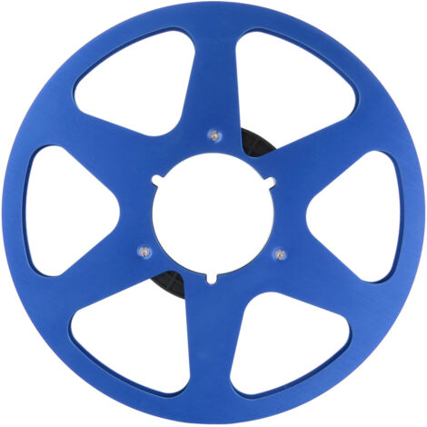 Bobine de 1/4 pouce 10,5 pouces vide en alliage d'aluminium 6 trous pour machine universelle, bobine de prise de son bleue