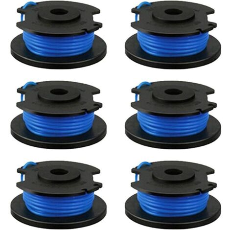 Bobine de câble de rechange pour Ryobi One+ AC14RL3A, Olt1832 Rac124, 1,6 mm, pour tondeuses à gazon Ryobi 18 V, 24 V, 40 V, 3,4 m (6 pièces)
