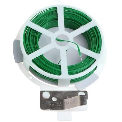 Bobine de câble métallique torsadé pour jardin, collier de serrage auto-coupant pour jardin, 50 mètres avec coupe-câble intégré (5 pièces)