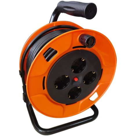 Bobine de câble RS PRO 50m, 4 prises Type F - Schuko allemand, 250 V, IP20 ( Prix pour 1 )