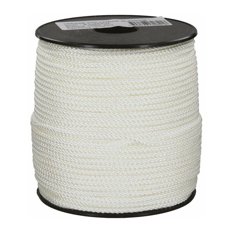 Drisse polyamide tressé blanc Corderies Tournonaises Longueur 250 m - Diamètre 3 mm