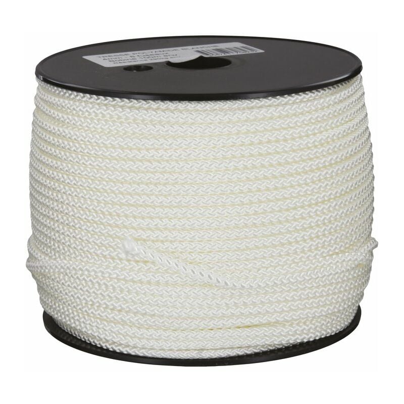 Drisse polyamide tressé blanc Corderies Tournonaises Longueur 150 m - Diamètre 4 mm